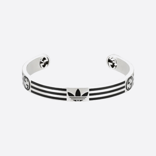 【正】シルバー925 グッチ スターリングシルバー アディダス ジョイントシリーズ ダブルG トレフォイル ブレスレット 702869J84108163