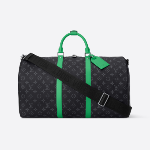 ルイ・ヴィトン ブラックフラワー グリーンレザー トラベルバッグ M26434