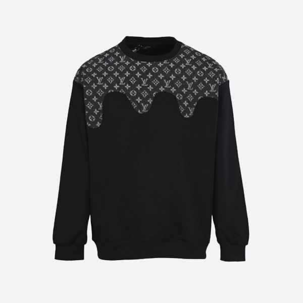 ルイ・ヴィトンのモノグラムステッチ入りラウンドネック長袖Tシャツ