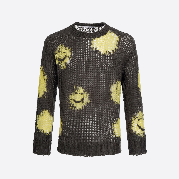 アクネ ストゥディオズのカットアウト モヘア スマイリーフェイス セーター