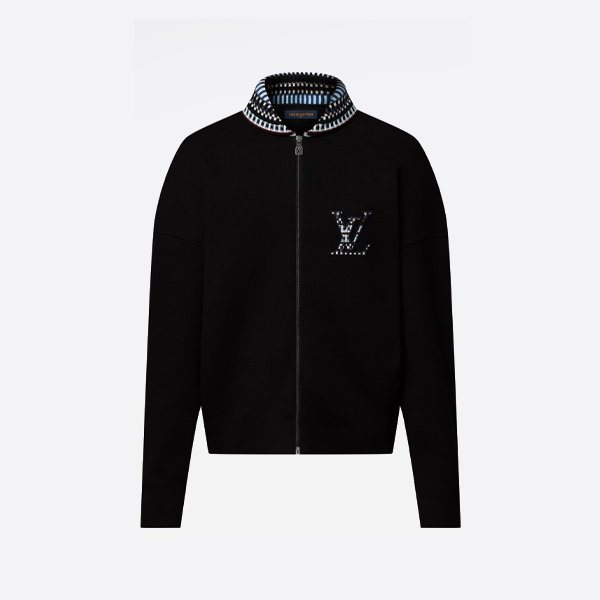 ルイ・ヴィトンのアップリケ刺繍ニットジップアップジャケット