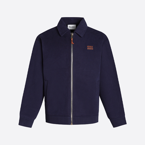 ミュウミュウ レザーロゴ ジップアップ ジャケット
