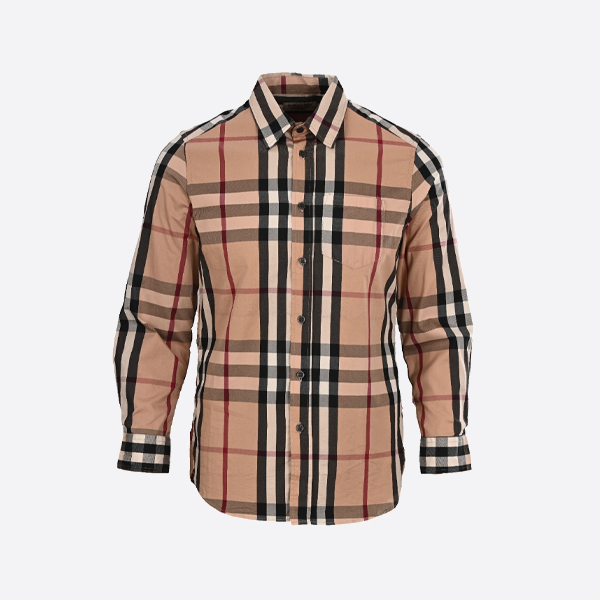 バーバリーの大きなチェックストライプの長袖シャツ