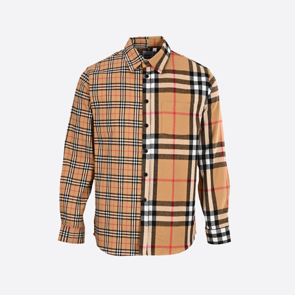 バーバリーの大きなチェックストライプの長袖シャツ