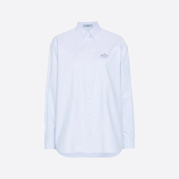 プラダ リングロゴ 長袖シャツ ブルー