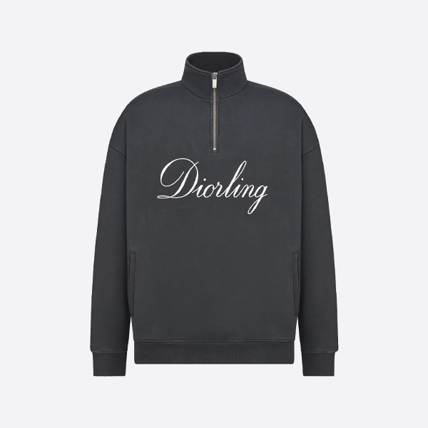 ディオール シグネチャー ロゴ プリント ハーフジップ スウェットシャツ