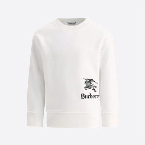 バーバリーの裾にウォーホースの刺繍が施されたクルーネック スウェットシャツ