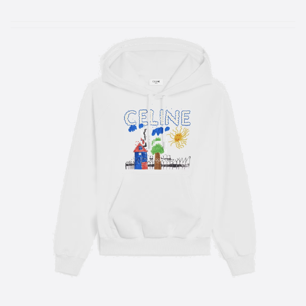 セリーヌのグラフィティペイント新作フラワーフード付きスウェットシャツ