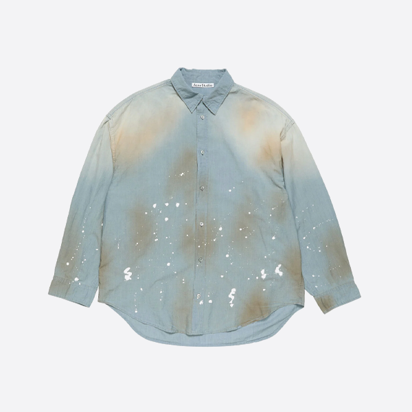 アクネインクが飛び散ったダメージデニムシャツ