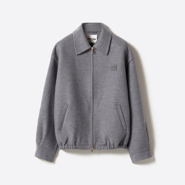 ミュウミュウのカシミア刺繍入りジップアップジャケット