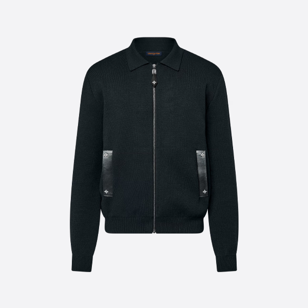 ルイ・ヴィトンのレザーとニットのジップアップジャケット