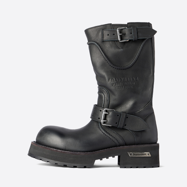 バレンシアガ カーフスキン ラウンドトゥ バックル ミッドカーフブーツ 833585WCAL11080