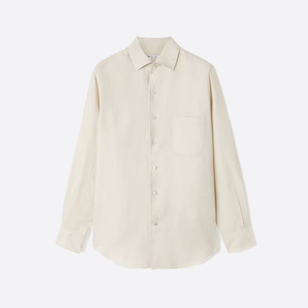 ロロ ピアーナ ペリカン グレー メンズ リネン シャツ