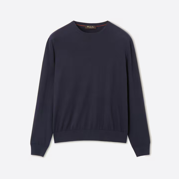 ロロ・ピアーナ ネイビー メンズ クルーネック セーター