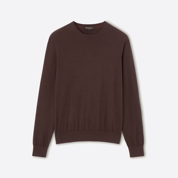 ロロ・ピアーナ 赤茶色のメンズクルーネックセーター