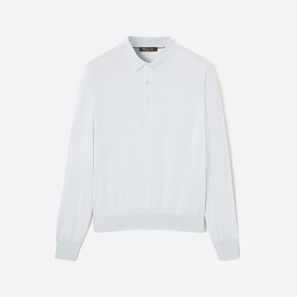 ロロ・ピアーナ ライトブルー メンズ ポロ ウール セーター