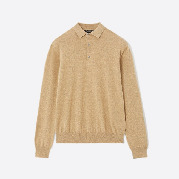 ロロ ピアーナ メンズ カーキ ポロ ウール セーター