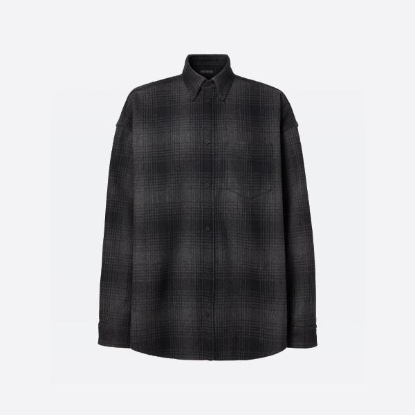 バレンシアガのチェック柄ウールシャツジャケット