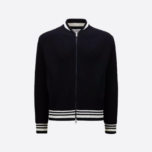 モンクレール ニットパッチワーク ベースボールカラー ダウンジャケット