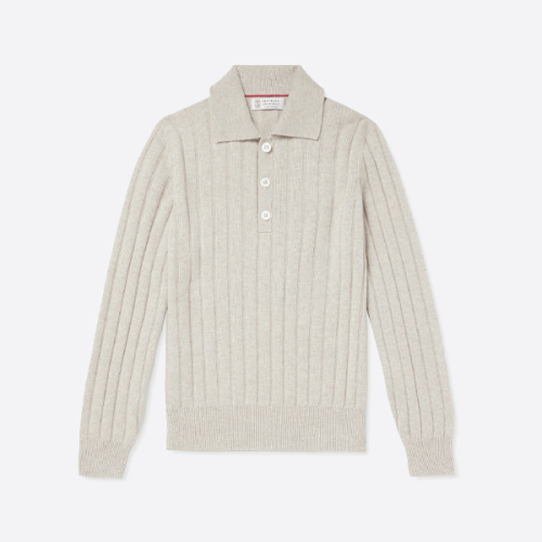 ブルネロ・クチネリ ラペルボタンダウンセーター