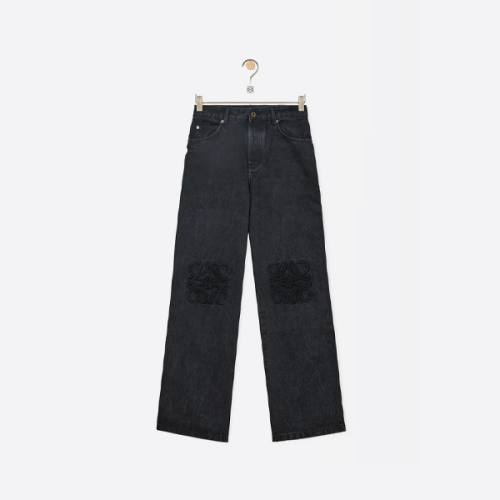 ロエベ ロゴ刺繍ジーンズ ブラック