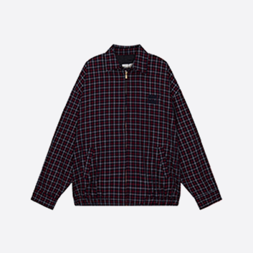 ミュウミュウの黒と赤のチェック柄ラペルジャケット