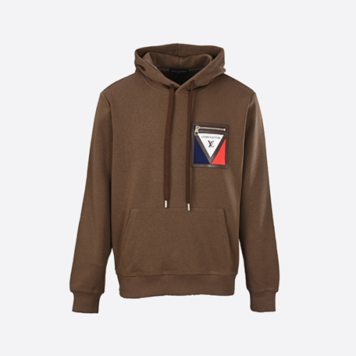 ルイ・ヴィトン ジッパー付きフェイクポケットパーカー ブラウン