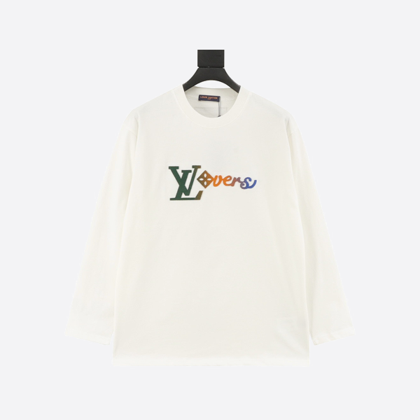 ルイ・ヴィトンのカラフルなグラデーションの歯ブラシ刺繍入りレタリング長袖Tシャツ