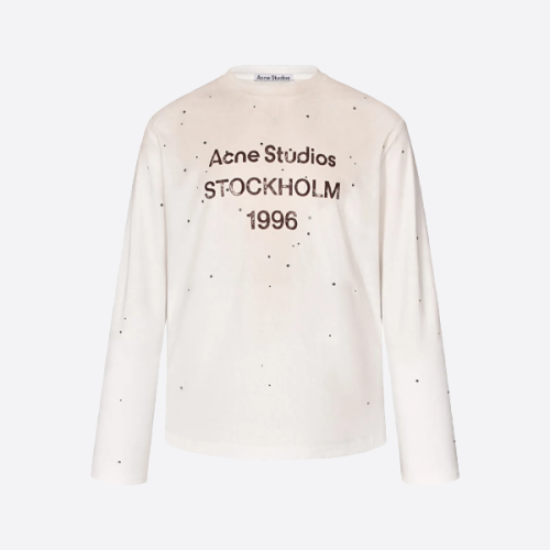 ACNE STUDIOS 1996 ダメージ加工の長袖Tシャツ（ホットドリル加工のレタリングプリント）