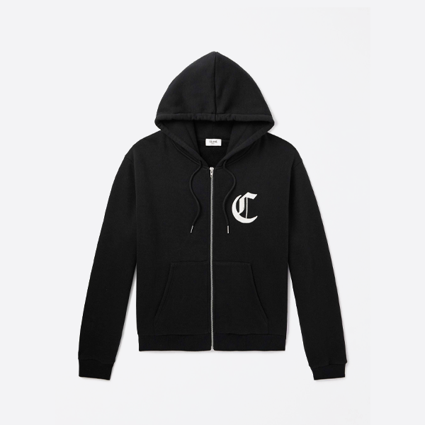 セリーヌ ゴシック レター エンブロイダリー ジップアップ フード付きジャケット