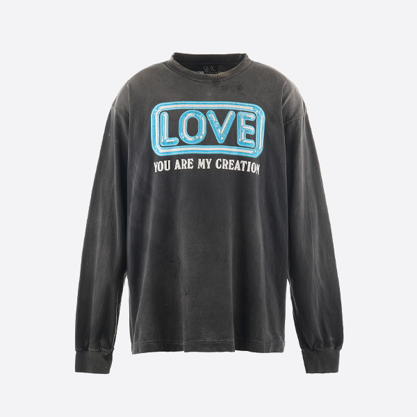 SAINT Mxxxxxx ハートと鶴のプリント ロングスリーブTシャツ