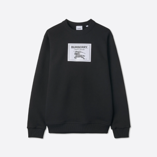 バーバリー ペデスタル アップリケ クルーネック スウェットシャツ、ブラック