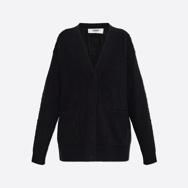 フェンディのドット柄Vネックニットカーディガン