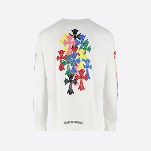 クロムハーツカラフルクロス ロングスリーブTシャツ ホワイト
