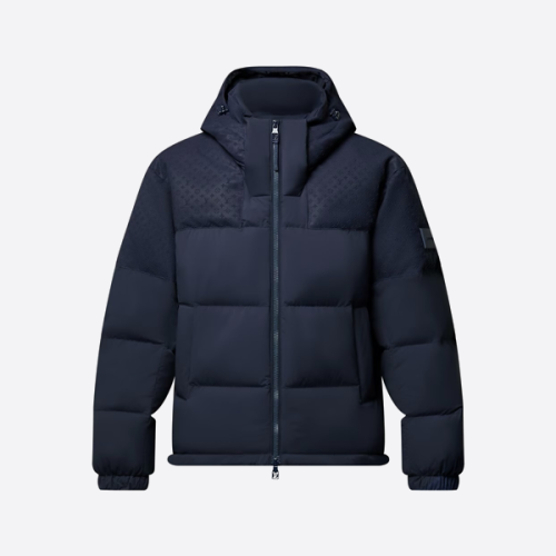 ルイ・ヴィトン 3Dジャカード フード付きダウンジャケット ブルー